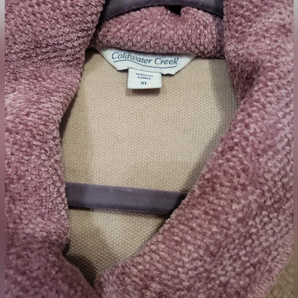 Coldwater Creek Artist Wonder Pink Patch Fleece Jacket XL dark, pink light heart - Picture 2 of 7